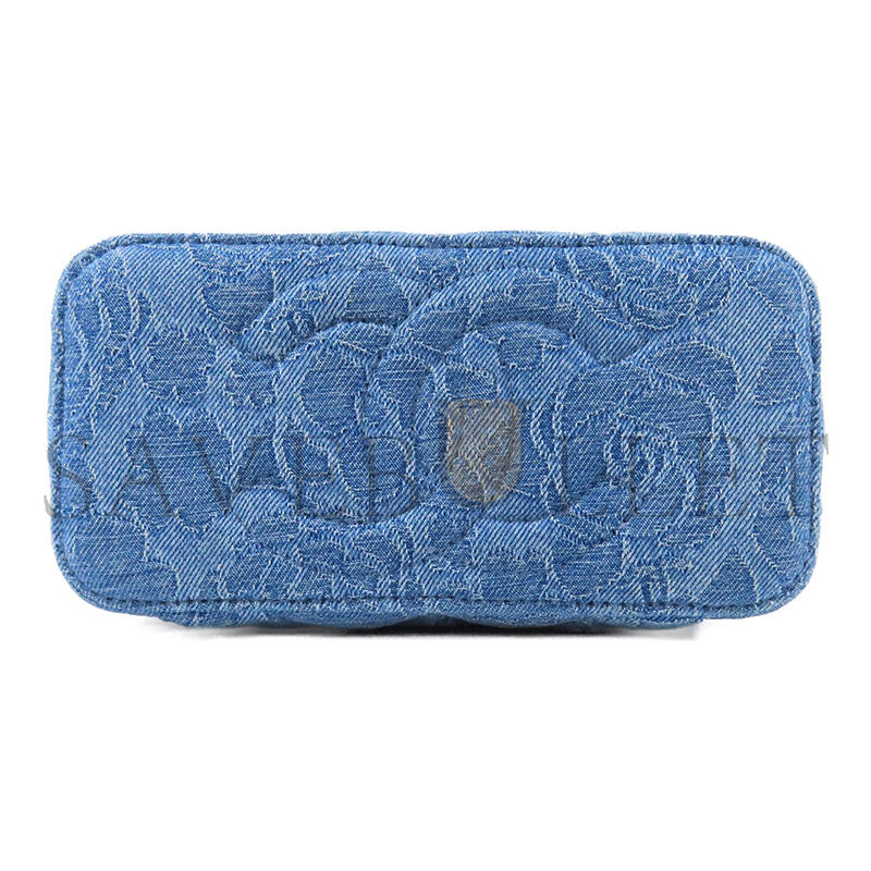 CHANEL VANITY DIAMOND QUILTED DENIM SHOULDER BAG WITH SILVER BUCKLE CHAIN STRAP (16*9.5*8cm)